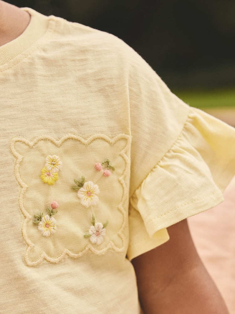 Yellow Embroidered Top & Skirt Set (3mths-7yrs)