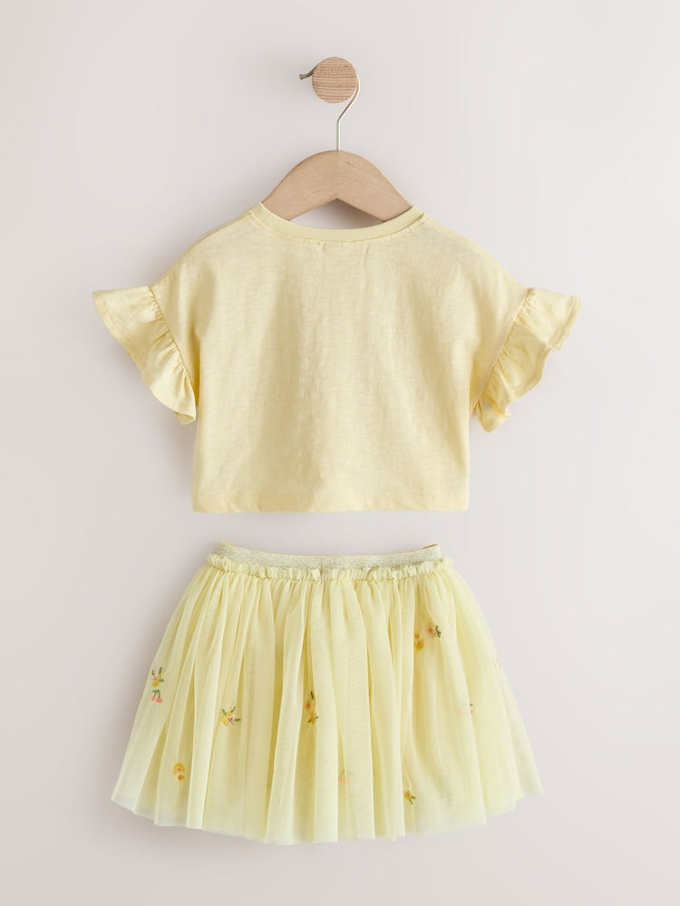 Yellow Embroidered Top & Skirt Set (3mths-7yrs)