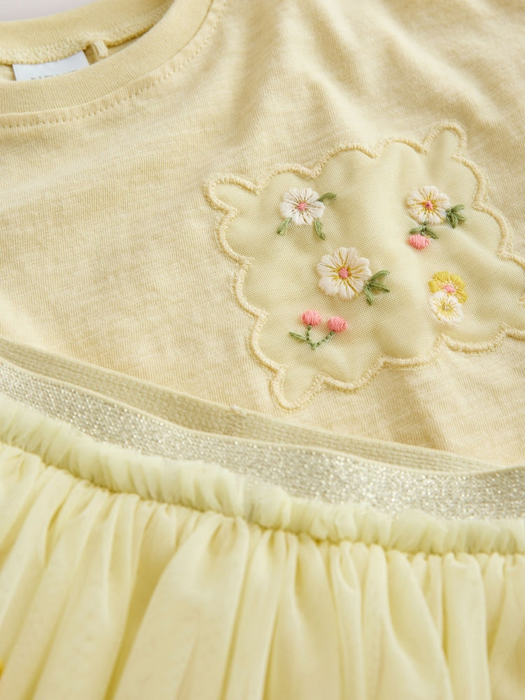 Yellow Embroidered Top & Skirt Set (3mths-7yrs)