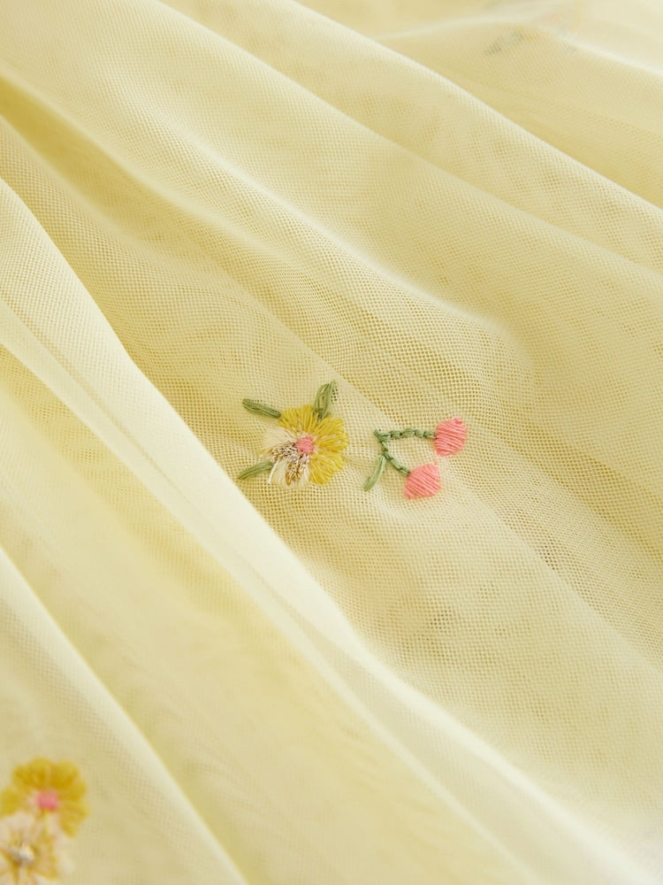 Yellow Embroidered Top & Skirt Set (3mths-7yrs)