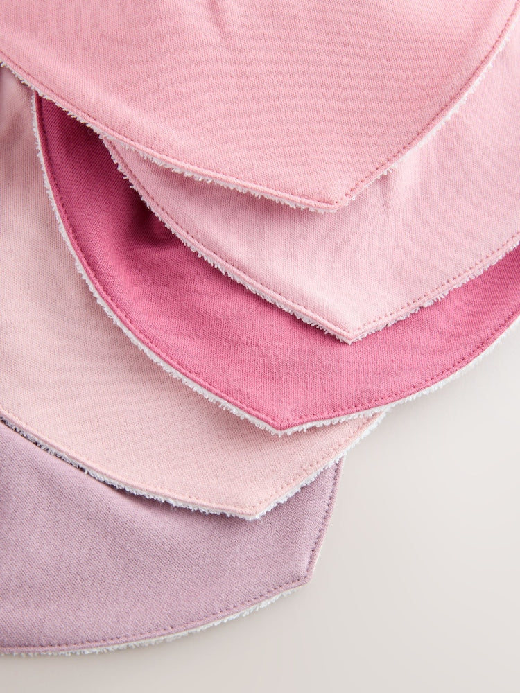 Pink 5 Pack Baby Dribble Bibs
