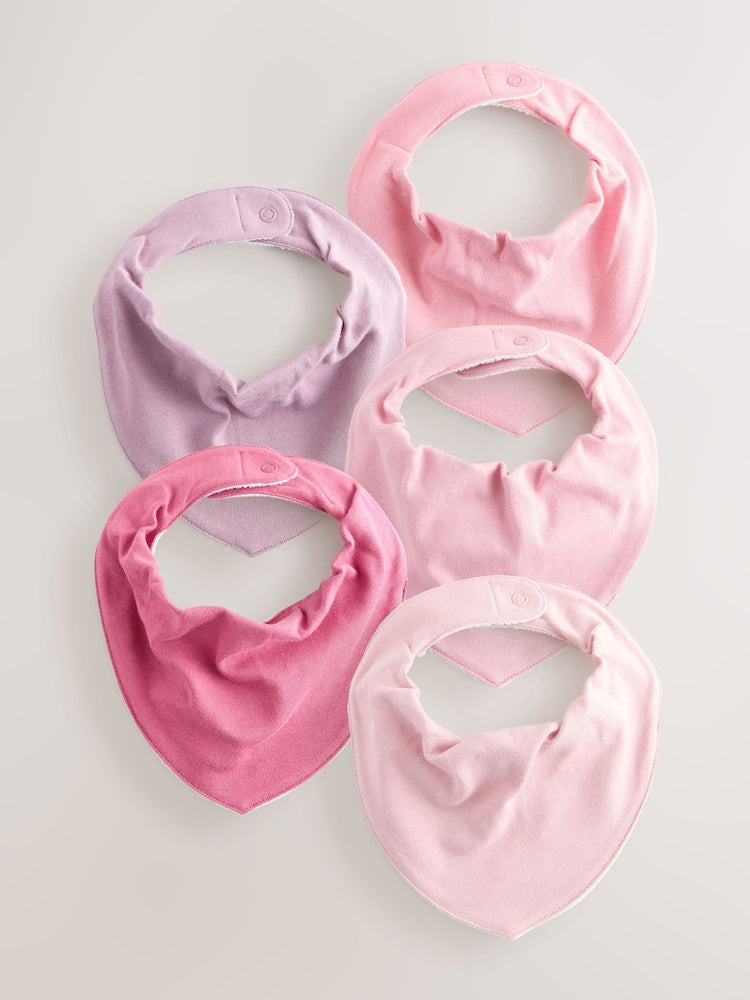 Pink 5 Pack Baby Dribble Bibs - Up to 1 Month (50-56cm)