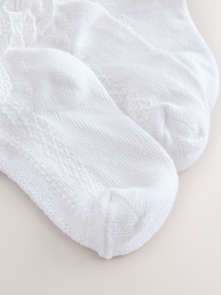 White Lace Baby Socks 3 Pack - Size 50cm (First Size)