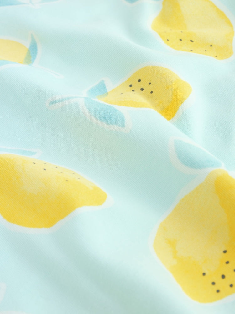 Blue and Yellow Lemon Printed