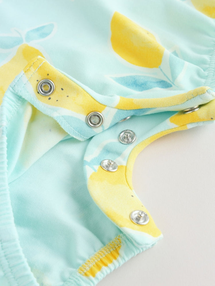 Blue and Yellow Lemon Printed