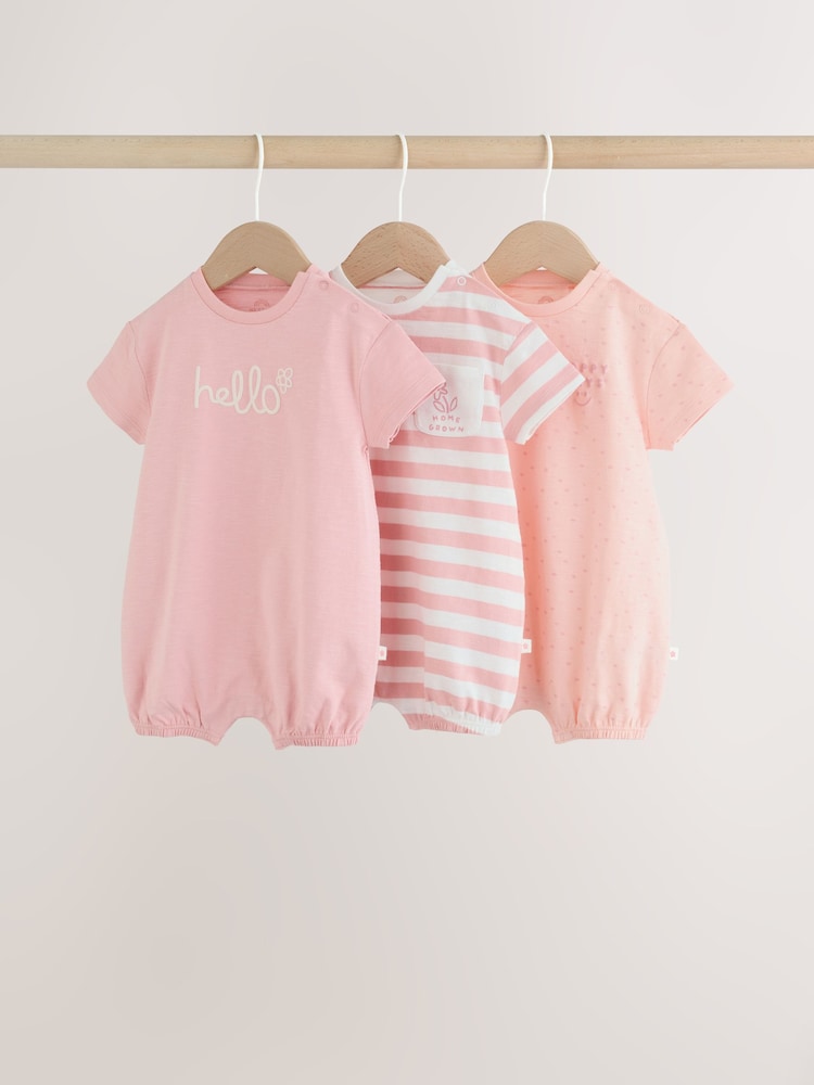 Pink Tonal Striped 3 Pack Jersey Baby Rompers 3 Pack - Pink Tonal Striped 3 Pack / 12-18 Months (80-86cm)
