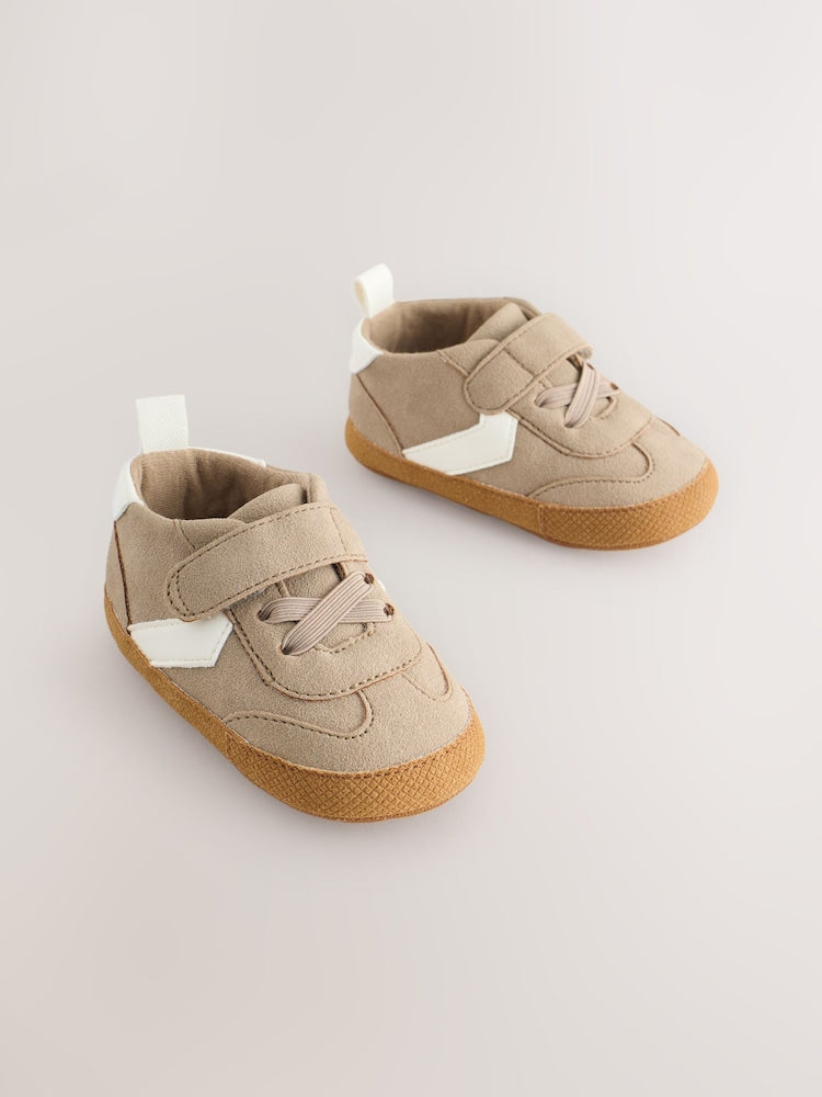 Neutral Brown Touch Fastening Baby Trainers (0-2mths) - Size Up To 3 Months (50 - 62cm)