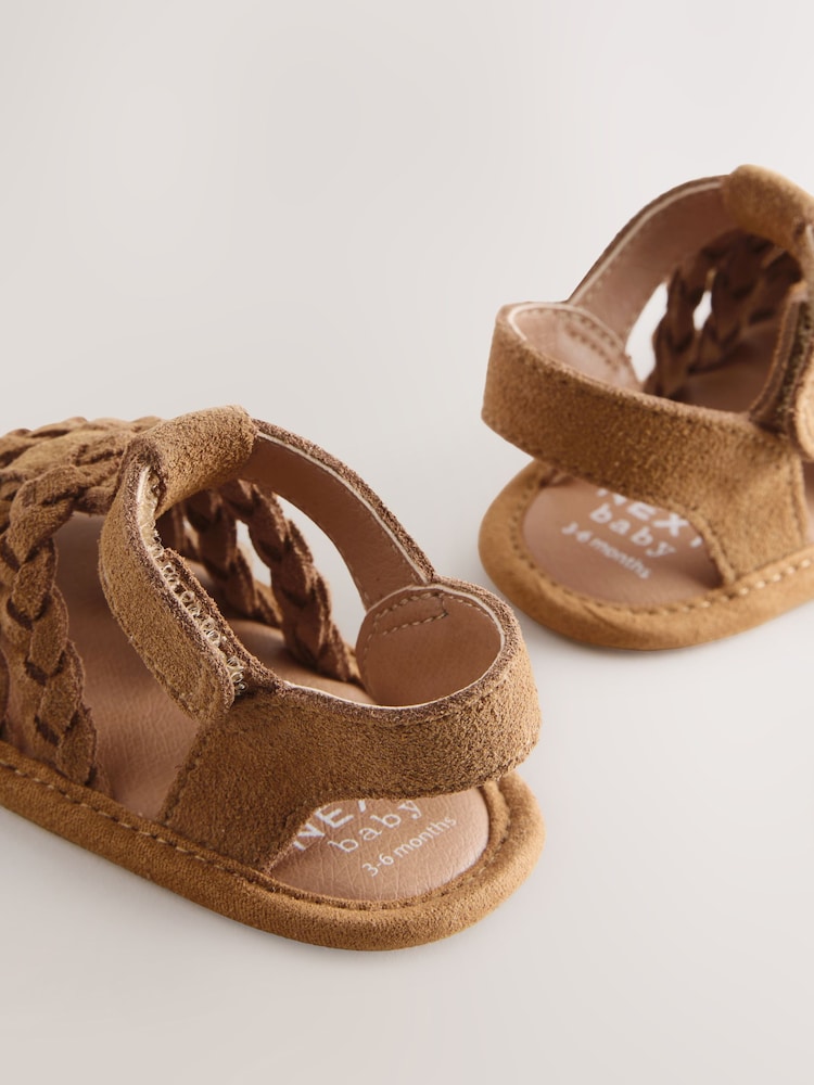 Tan Brown Baby Fisherman Sandals (0-2mths) - Size Up To 3 Months (50 - 62cm)