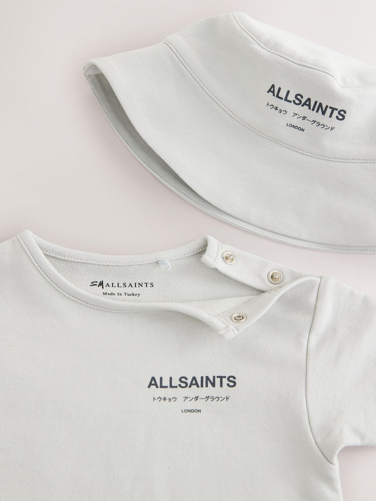 smALLSAINTS Light Grey Underground Short Sleeve Baby Boys Romper and Hat Set