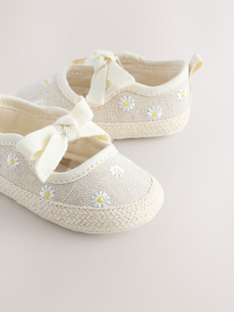 Neutral Daisy Espadrille Baby Shoes (0-18mths)