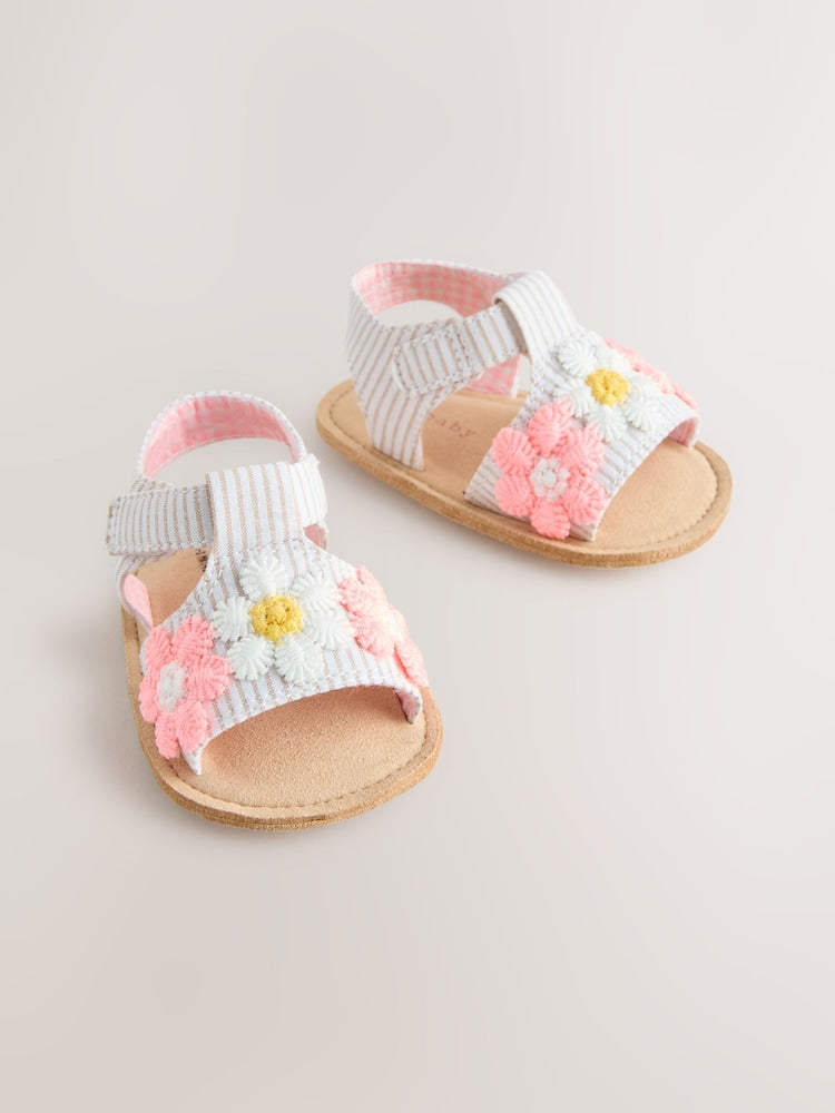 Pink/Neutral Floral Baby Sandals (0-24mths)