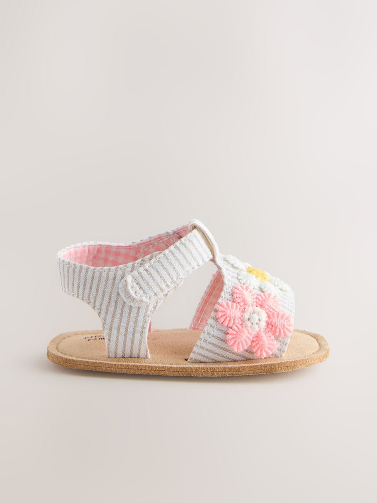 Pink/Neutral Floral Baby Sandals (0-24mths)