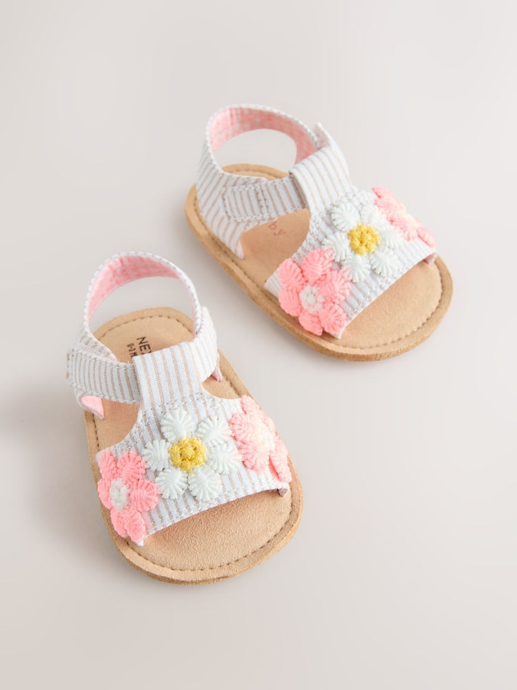 Pink/Neutral Floral Baby Sandals (0-24mths)