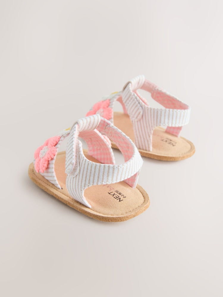 Pink/Neutral Floral Baby Sandals (0-24mths)