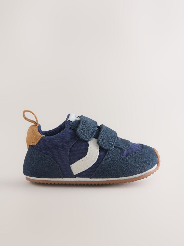 Navy Baby Touch Fastening Trainers (0-2mths) - Size Up To 3 Months (50 - 62cm)