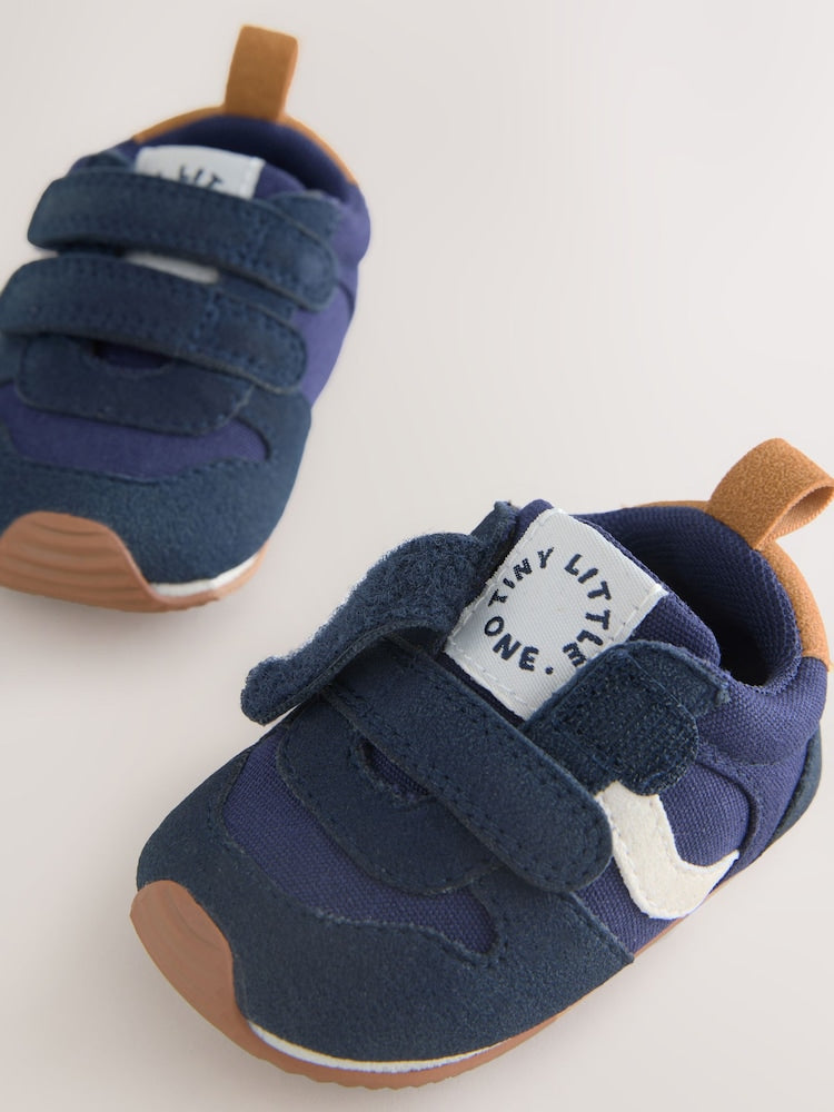 Navy Baby Touch Fastening Trainers (0-2mths) - Size Up To 3 Months (50 - 62cm)