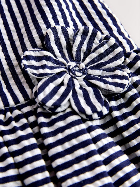 Navy Stripe Corsage Prom Dress (3mths-8yrs)