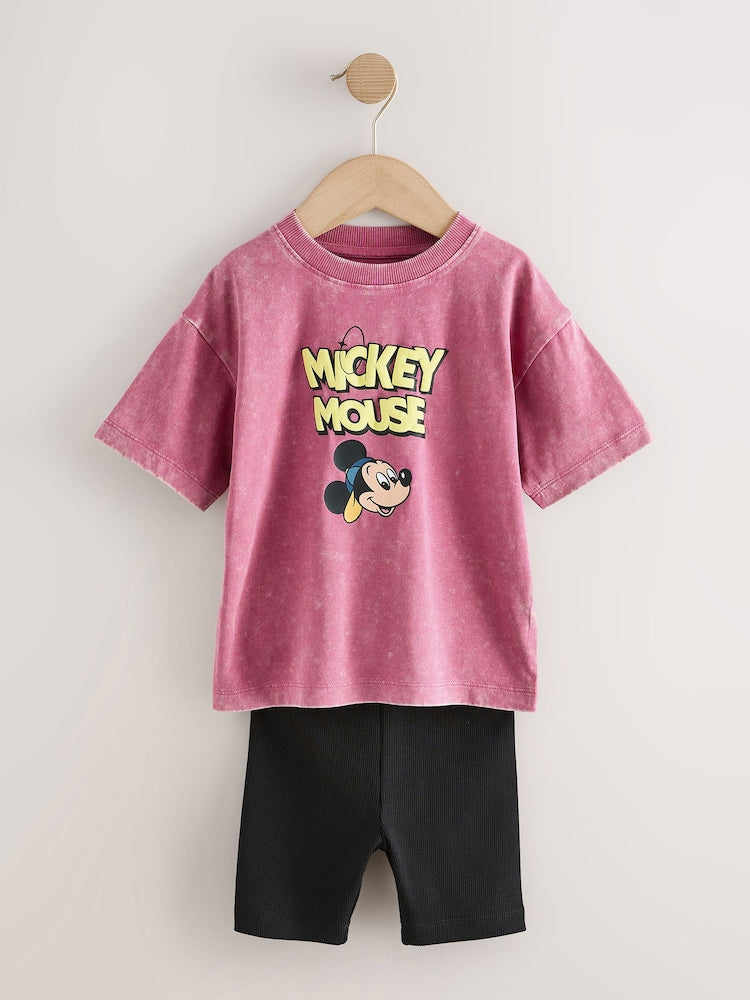 Pink/Black Mickey Mouse T-Shirt and Shorts Set (3mths-8yrs)