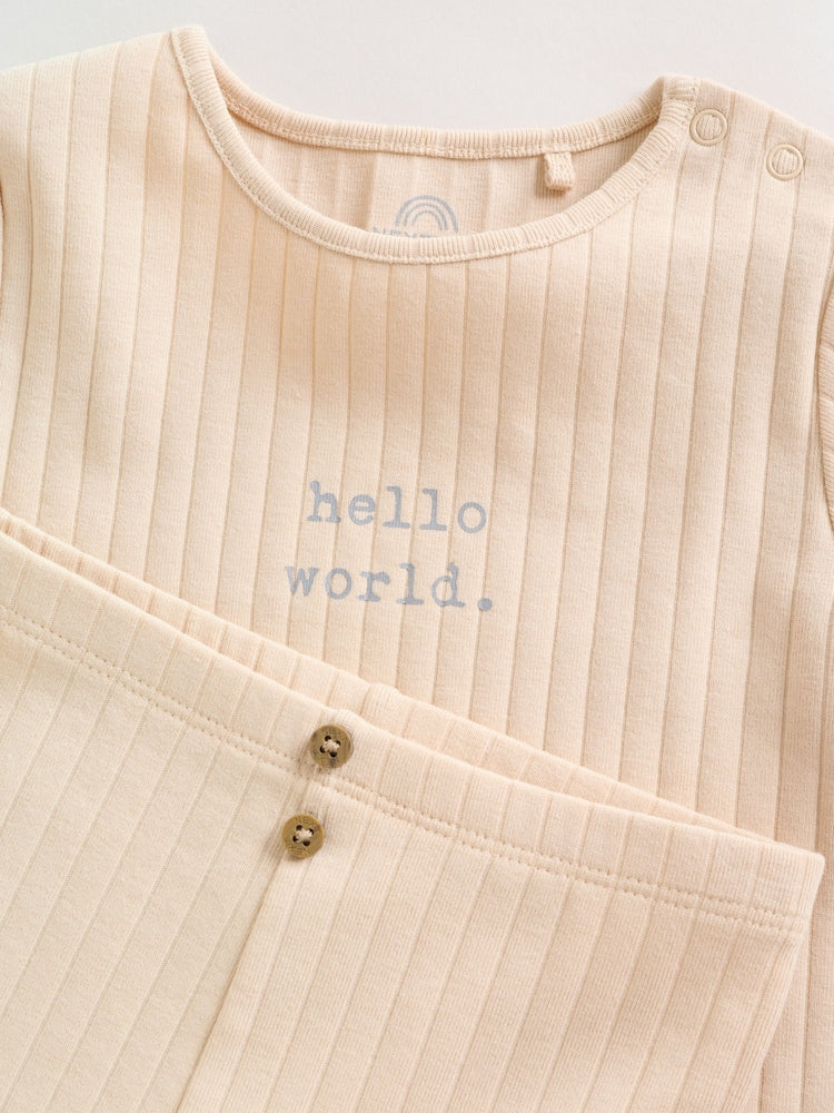 Neutral Hello World Top and Leggings Baby Set (0-18mths)
