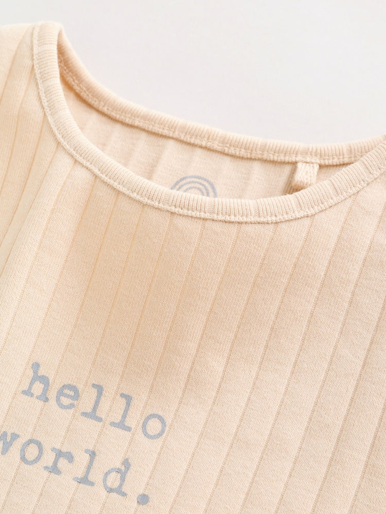 Neutral Hello World Top and Leggings Baby Set (0-18mths)