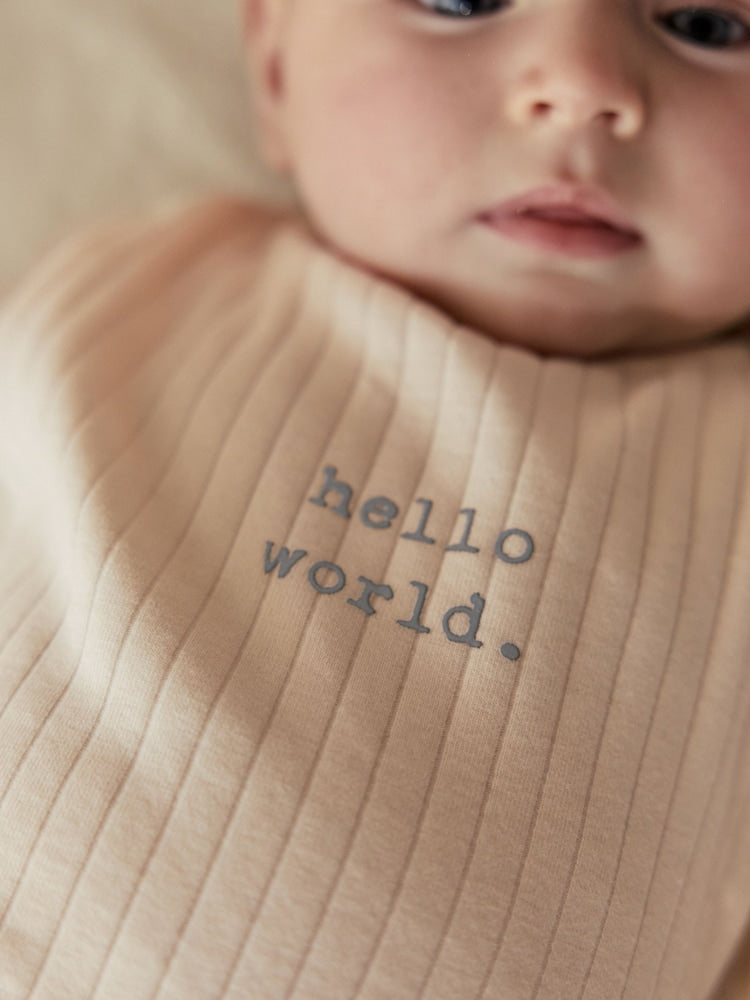 Neutral Hello World Top and Leggings Baby Set (0-18mths)