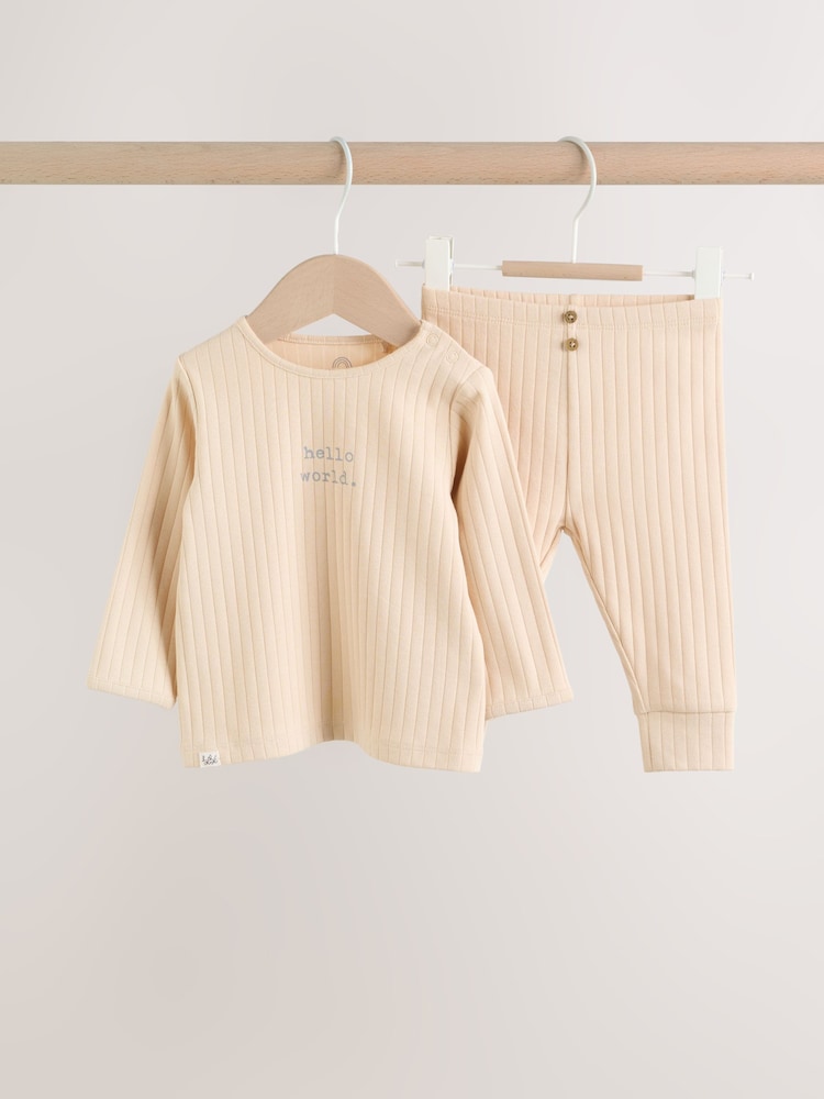 Neutral Hello World Top and Leggings Baby Set (0-18mths)