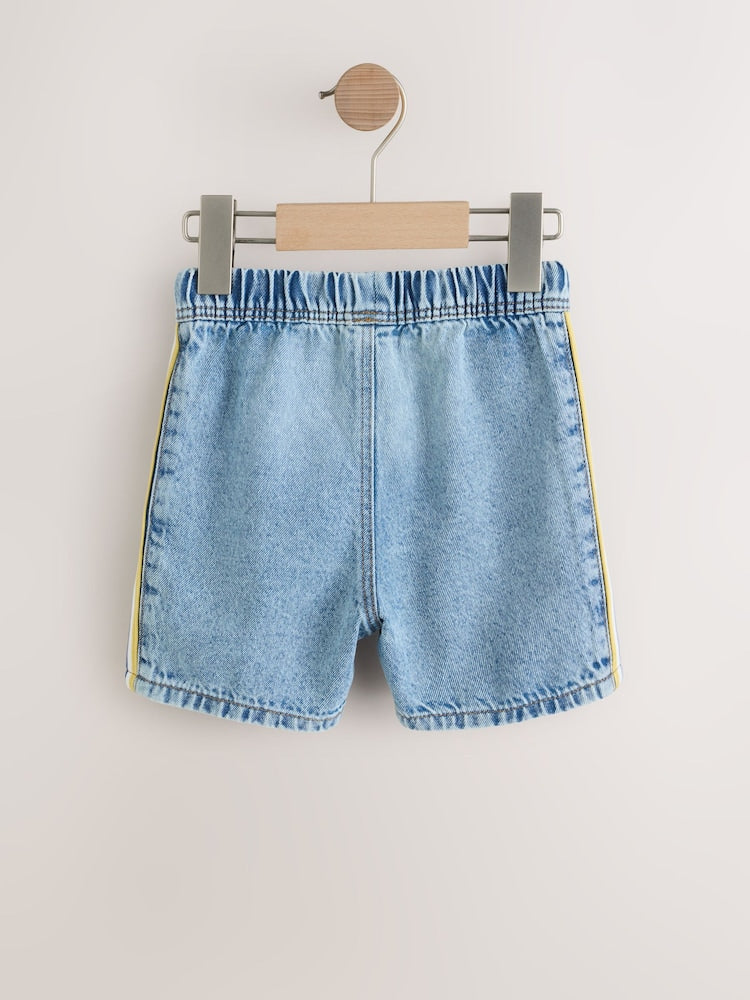 Blue Side Stripe Pull On Loose Denim Shorts (3mths-7yrs)