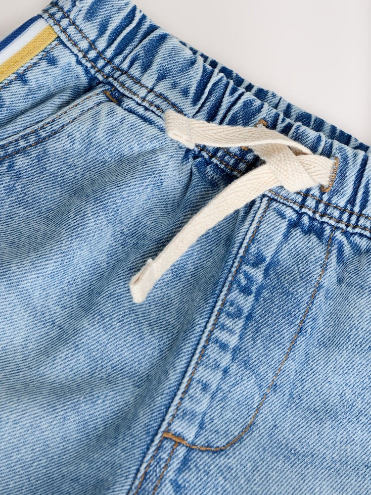 Blue Side Stripe Pull On Loose Denim Shorts (3mths-7yrs)