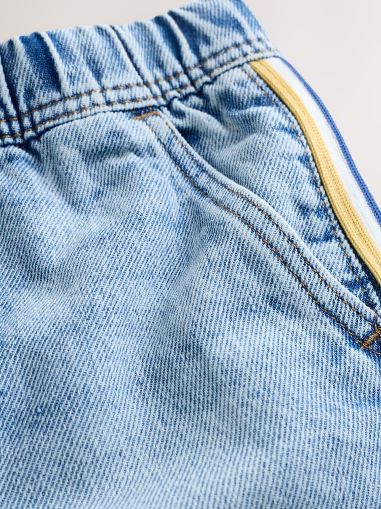 Blue Side Stripe Pull On Loose Denim Shorts (3mths-7yrs)