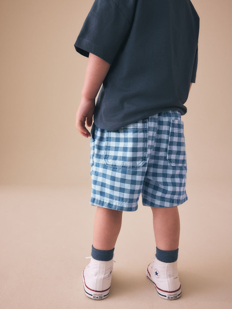 Blue Gingham Pull On Loose Denim Shorts (3mths-7yrs)