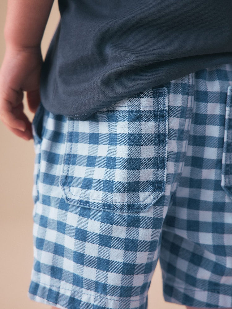 Blue Gingham Pull On Loose Denim Shorts (3mths-7yrs)