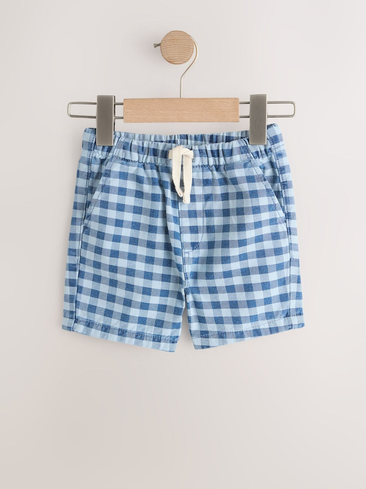 Blue Gingham Pull On Loose Denim Shorts (3mths-7yrs)