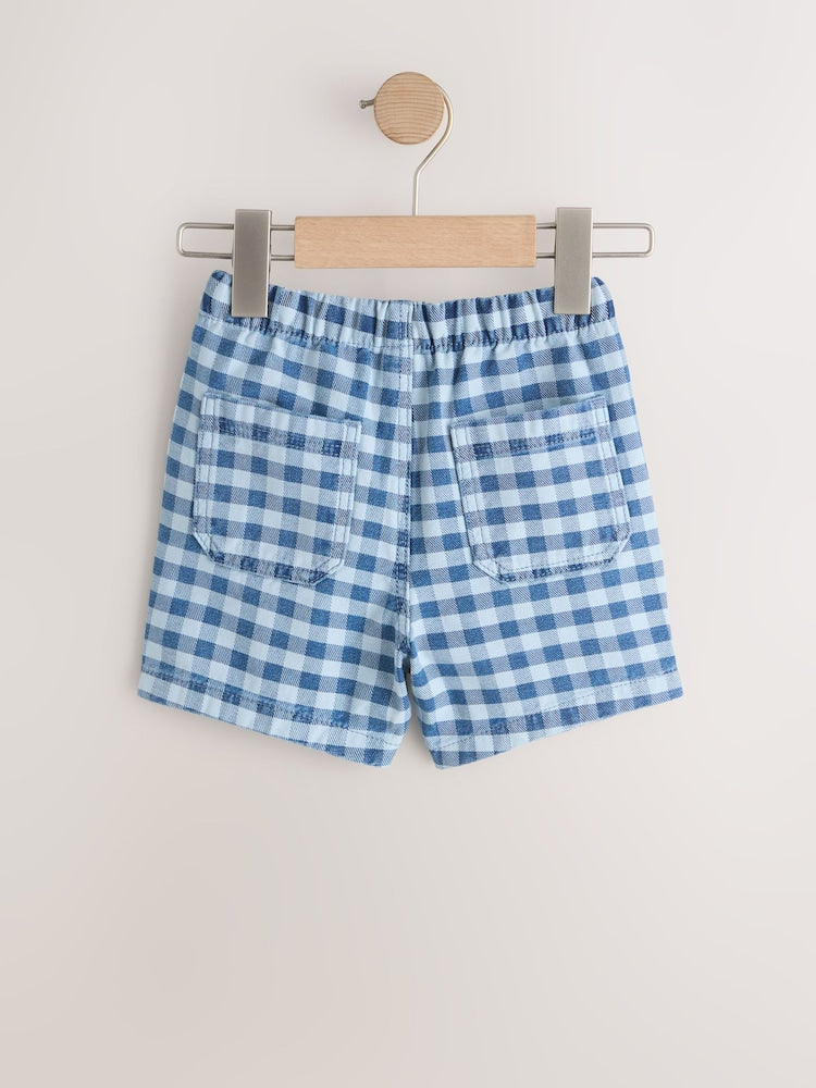 Blue Gingham Pull On Loose Denim Shorts (3mths-7yrs)