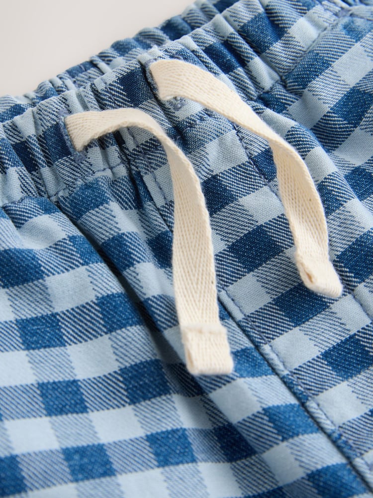 Blue Gingham Pull On Loose Denim Shorts (3mths-7yrs)