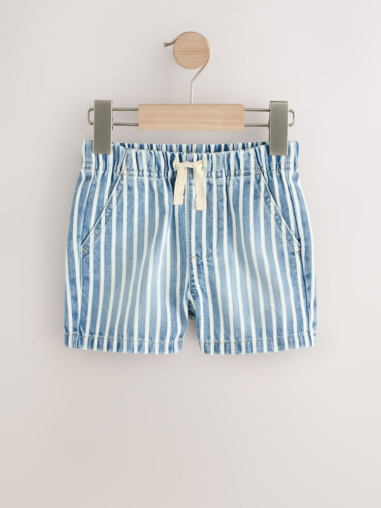 Blue/White Stripe Pull On Loose Denim Shorts (3mths-7yrs)