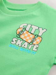 Green Skateboard Short Sleeve Back Print T-Shirt (3mths-7yrs) - Size 3-6 Months (62-68cm)