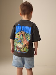 Charcoal Grey Sao Paulo Short Sleeve Back Print T-Shirt (3mths-7yrs) - Size 3-6 Months (62-68cm)