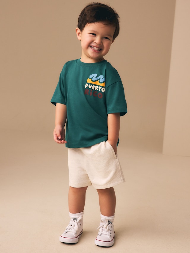 Teal Blue Puerto Rico Short Sleeve Back Print T-Shirt (3mths-7yrs) - Size 3-6 Months (62-68cm)