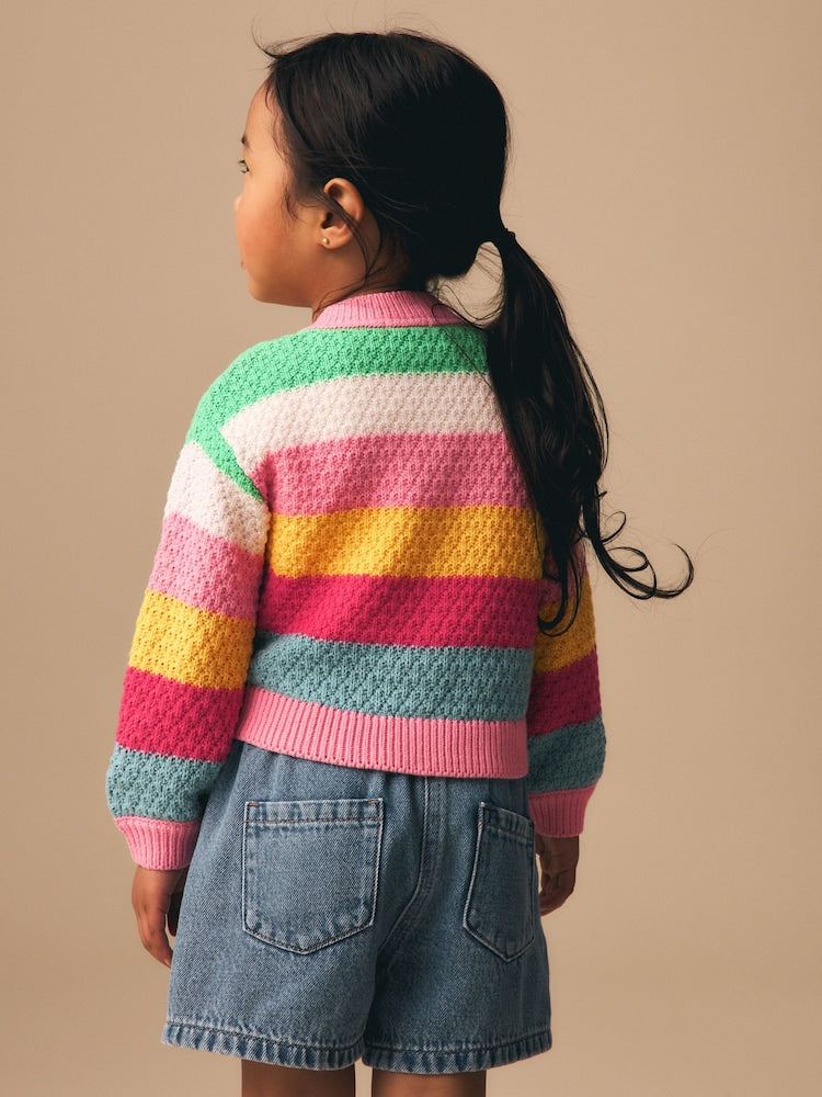 Rainbow Striped Cardigan (3mths-7yrs) - Size 3-6 Months (62-68cm)