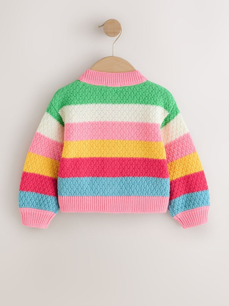 Rainbow Striped Cardigan (3mths-7yrs) - Size 3-6 Months (62-68cm)