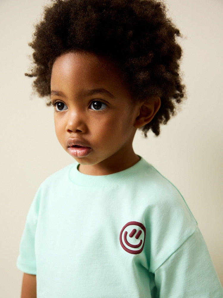 Mint Green Smile Short Sleeve Small Graphic T-Shirt (3mths-7yrs) - Mint Green Smile / 12-18 Months (80-86cm)