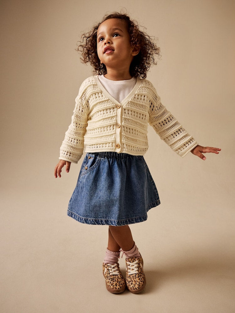 Ecru V-Neck Crochet Cardigan (3mths-7yrs) - Size 3-6 Months (62-68cm)