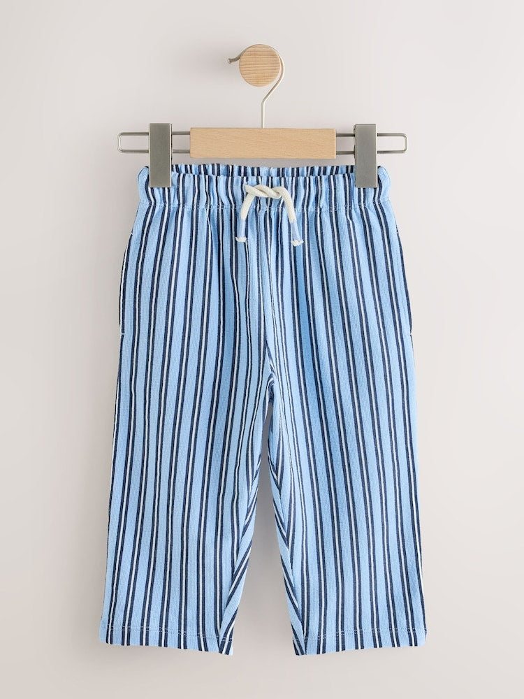 Blue Navy Stripe Textured Lightweight Joggers (3mths-7yrs) - Size 3-6 Months (62-68cm)