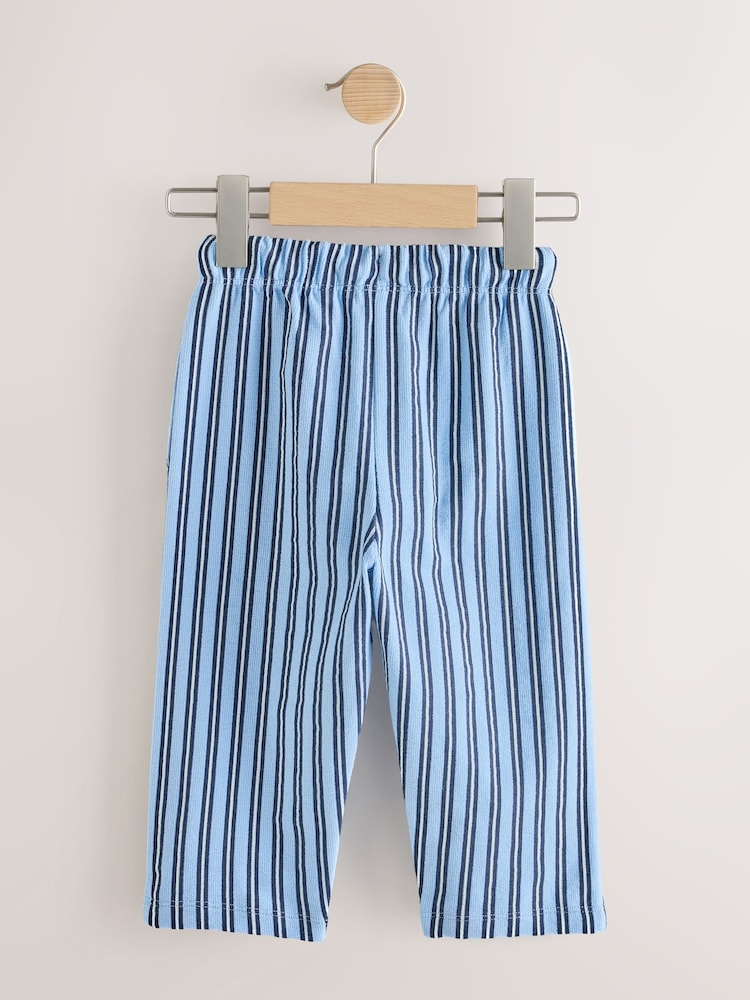 Blue Navy Stripe Textured Lightweight Joggers (3mths-7yrs) - Size 3-6 Months (62-68cm)