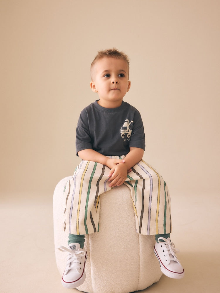 Multi Pastel Stripe Textured Lightweight Joggers (3mths-7yrs) - Size 3-6 Months (62-68cm)