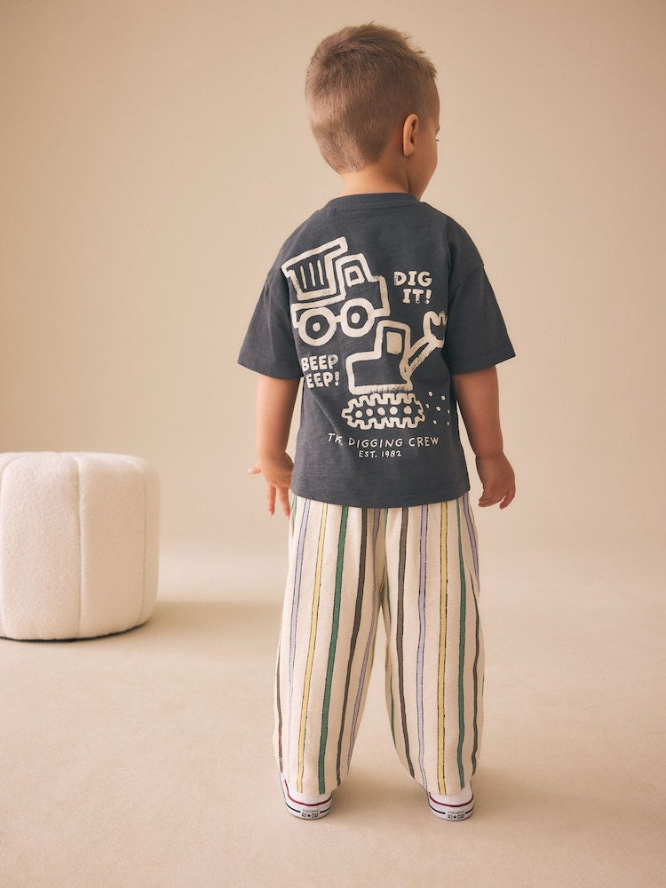 Multi Pastel Stripe Textured Lightweight Joggers (3mths-7yrs) - Size 3-6 Months (62-68cm)