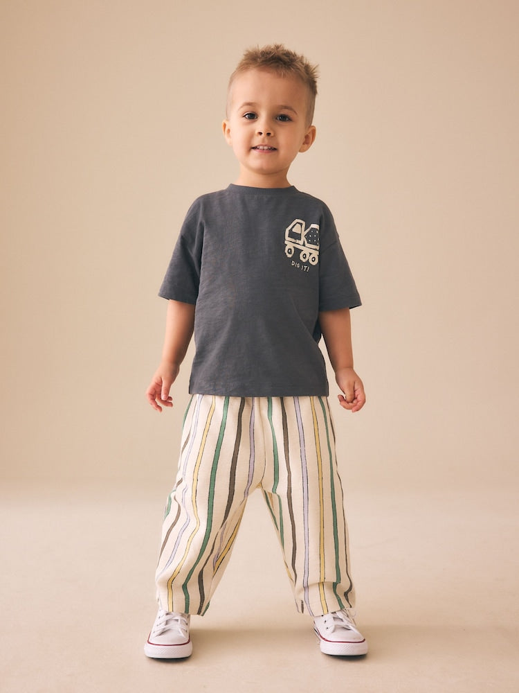 Multi Pastel Stripe Textured Lightweight Joggers (3mths-7yrs) - Size 3-6 Months (62-68cm)