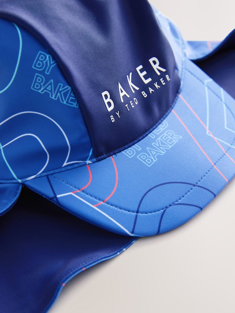 Baker by Ted Baker Blue Sunsafe All-In-One Swimsuit and Hat Set