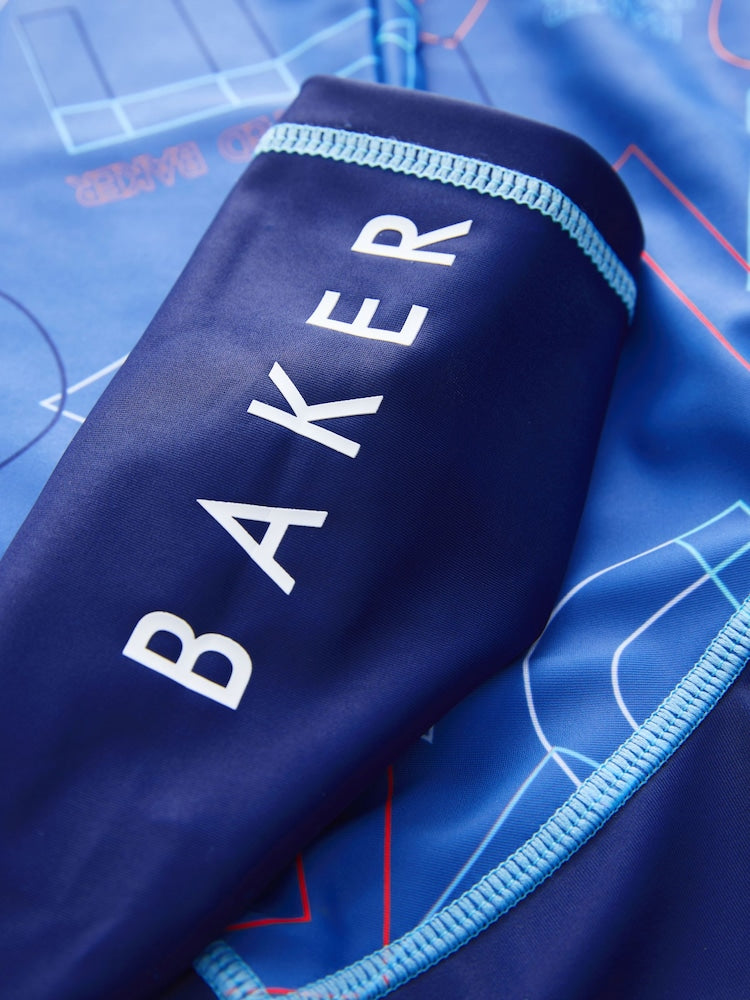 Baker by Ted Baker Blue Sunsafe All-In-One Swimsuit and Hat Set