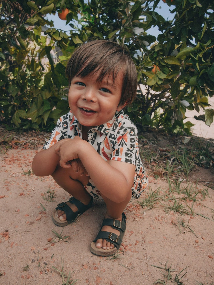 Ecru All Over Print Fish Short Sleeve AOP Shirt and Shorts Set (3mths-10yrs)